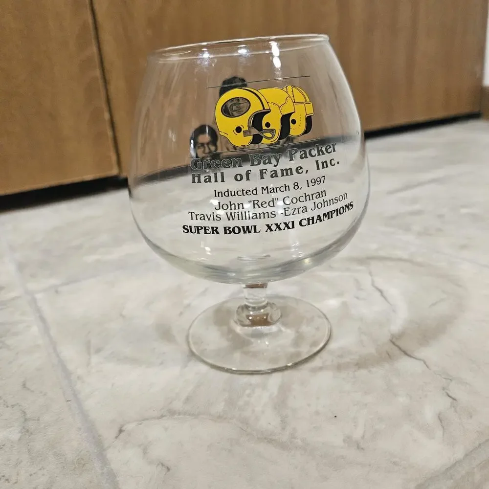 1997 Green Bay Packers Hall of Fame Brandy Snifter Glass Super Bowl XXXI Champ